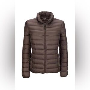 13. Tumi Two-In-One Tumipax Down Feather Puffer Jacket Coat & Travel Pillow sz S